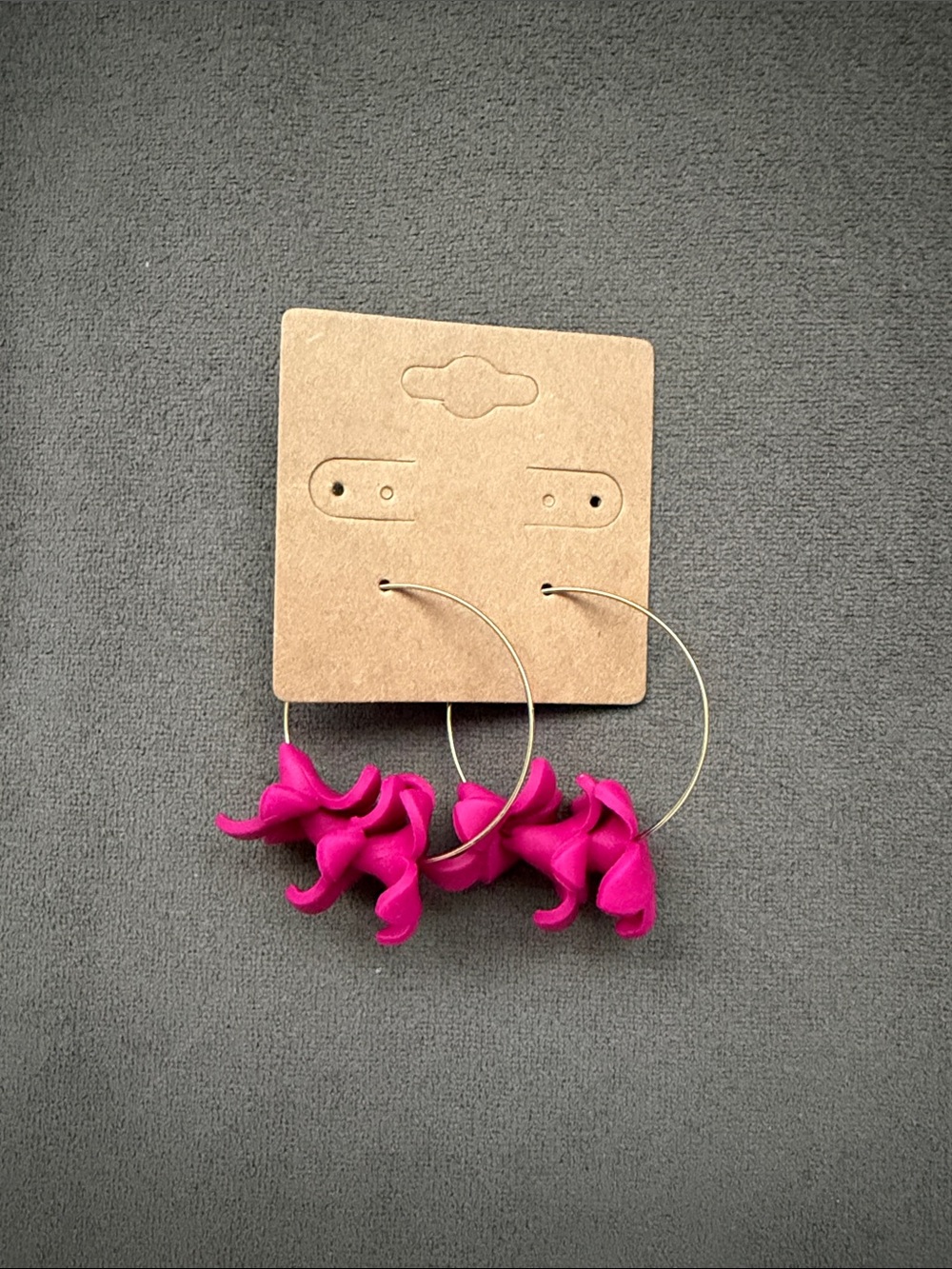 Fuchsia Puakenikeni Lei Floral Hoop Earrings